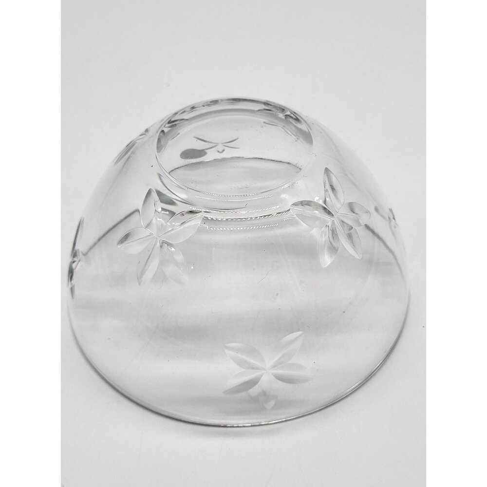 Tiffany & Co. 4 1/2" Crystal Cut Floral Star Art Glass Round Finger Bowl Italy - Picture 8 of 8